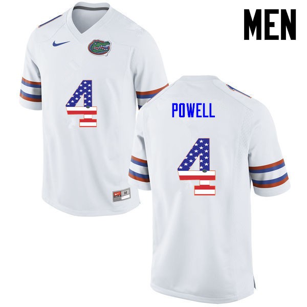 Florida Gators Men #4 Brandon Powell College Football USA Flag Fashion White